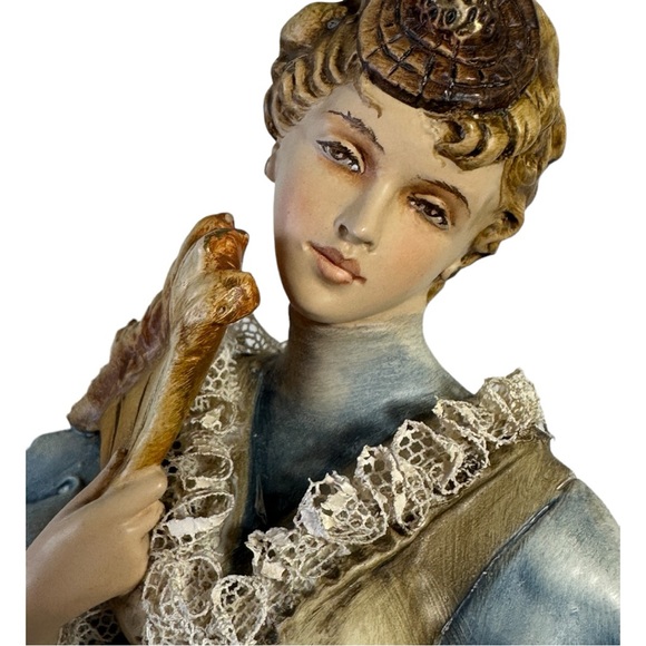 Vintage Italy Borsato Lace Porcelain Rococo Lady w/ Fan Figurine - Picture 12 of 15